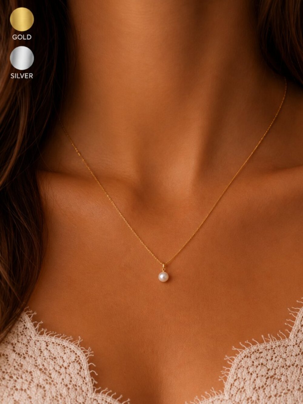 "The Newporter" Freshwater Pearl Necklace (gold or silver) - Picture 1 of 5